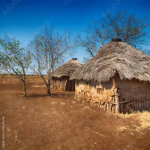  in lesotho street village near courtyard