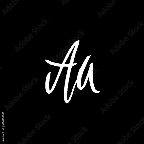 Letter A. Handwritten by dry brush. Rough strokes textured font. Vector illustration. Grunge style elegant alphabet.
