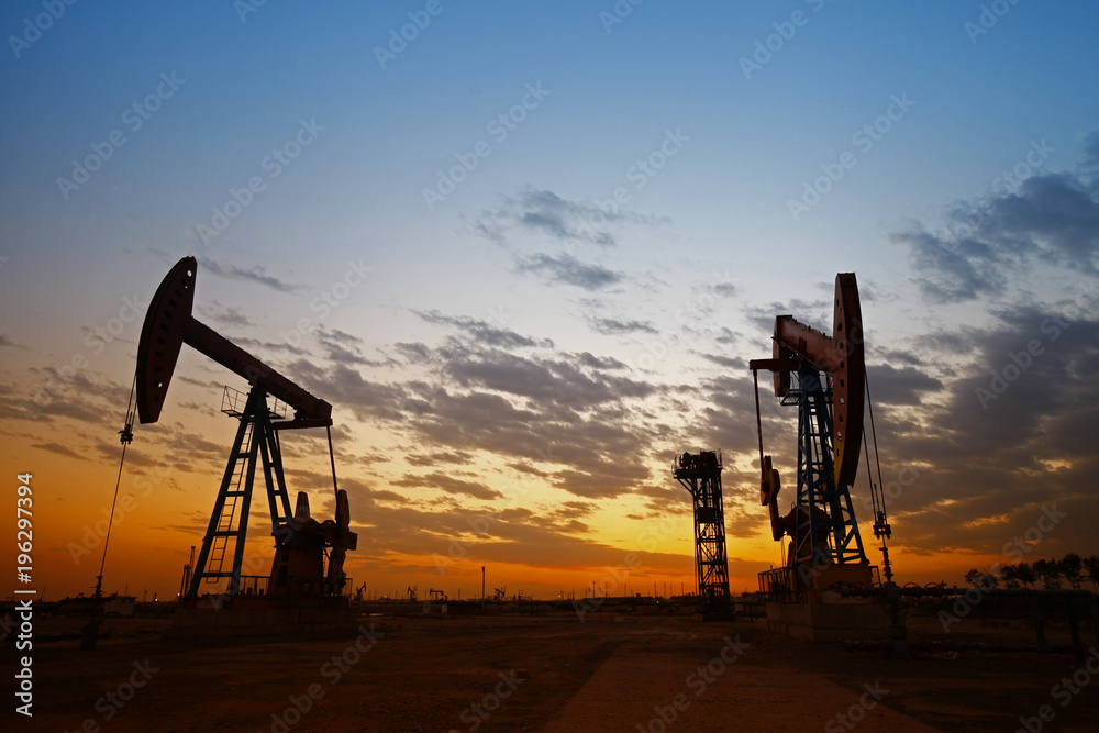 Naklejka premium Oil pump, oil industry equipment