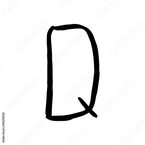 Letter Q. Handwritten by dry brush. Rough strokes textured font. Vector illustration. Grunge style elegant alphabet.