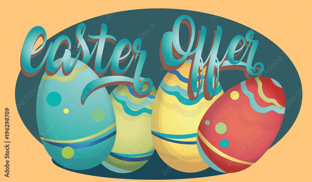 Naklejka premium Easter Offer Advertising Banner with Colorful Eggs