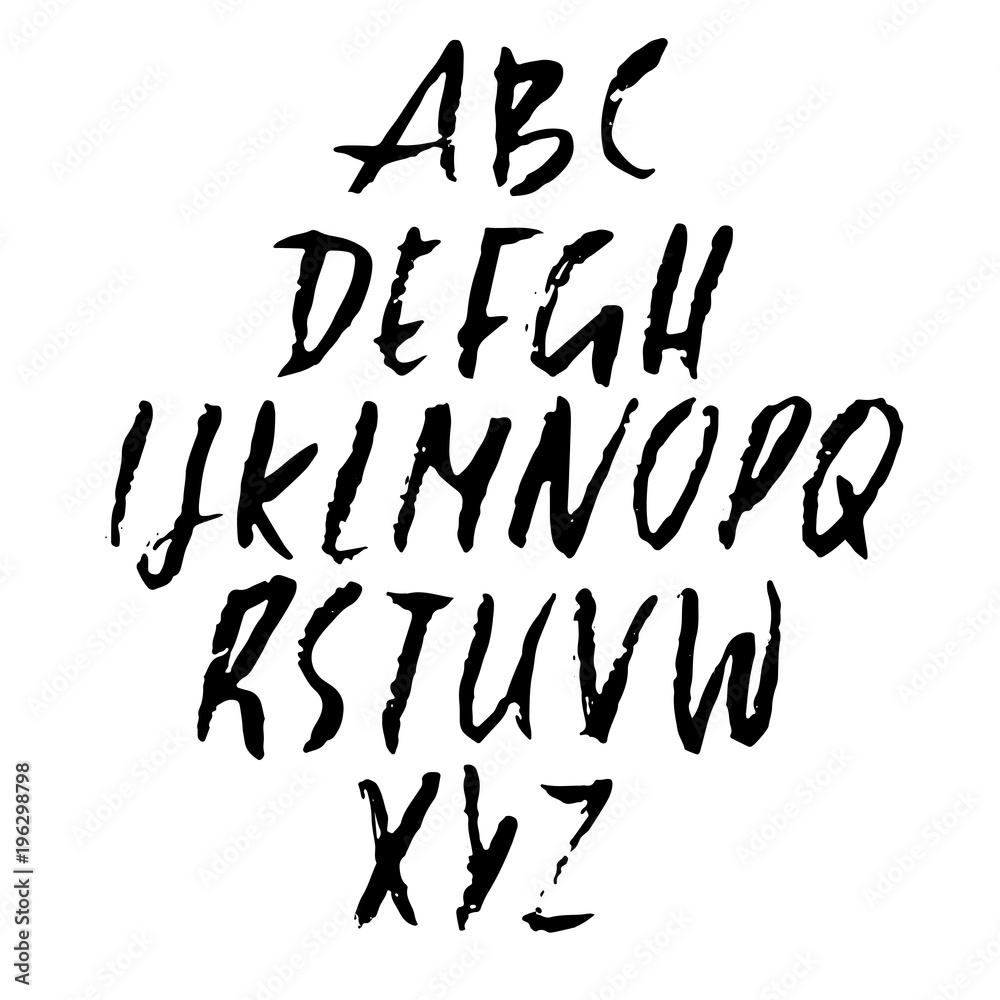Handdrawn dry brush font. Modern brush lettering. Grunge style alphabet. Vector illustration. Handdrawn dry brush font. Modern brush lettering. Grunge style alphabet. Vector illustration.