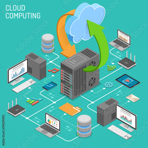 Data Network Cloud Computing Technology Isometric