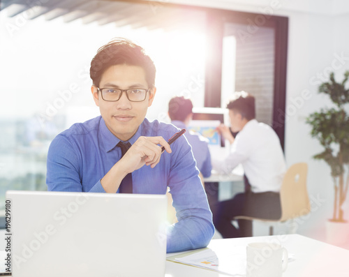 young business man work in office on computer