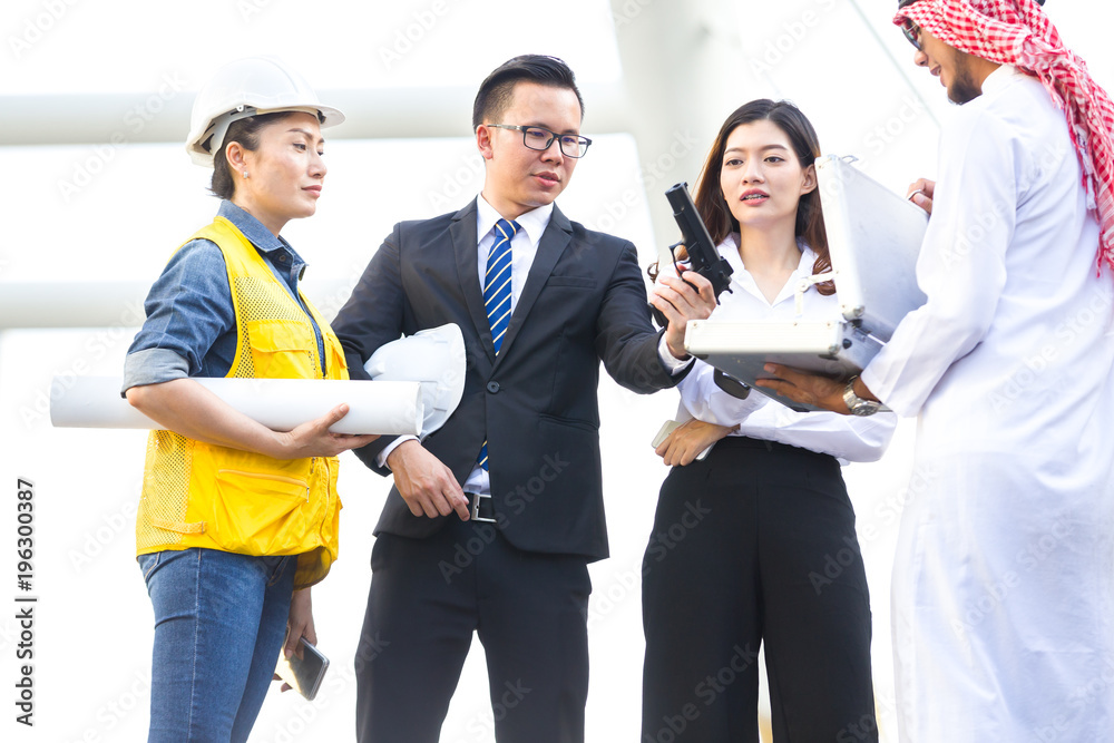 Business men wearing suit holding machine gun in city Business men wearing suit holding machine gun in city