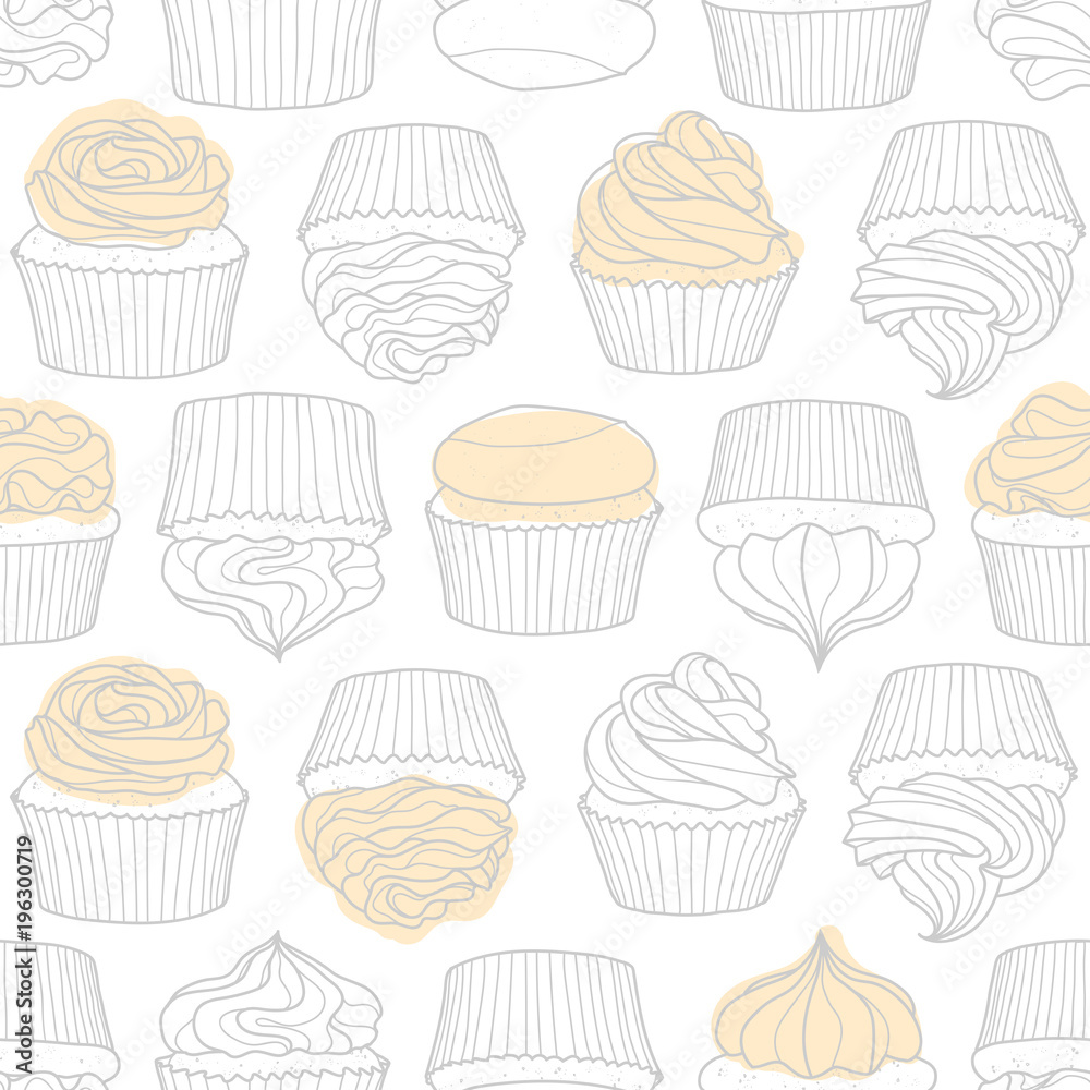 8 styles of cupcake random on white background. 8 styles of cupcake random on white background.