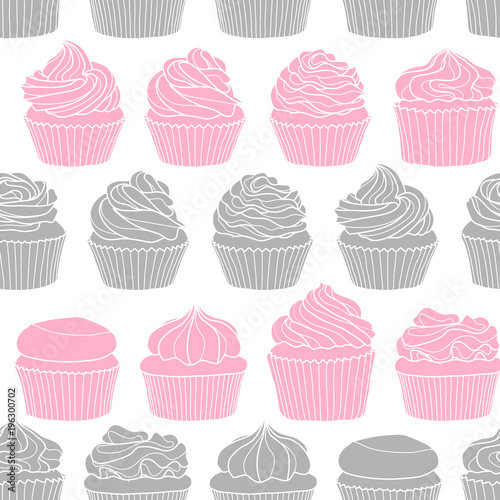 8 styles of cupcake on white background.