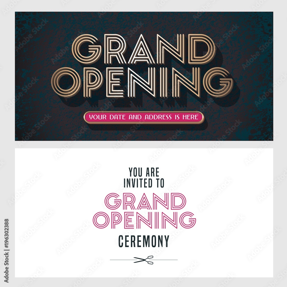 Grand opening ceremony invitation template layout Vector Image