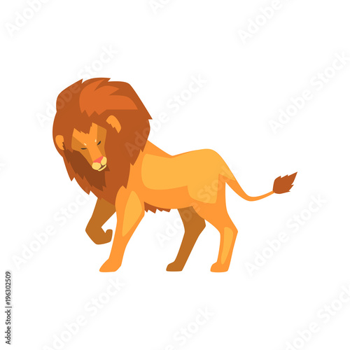 Formidable lion  wild predatory animal side view vector Illustration on a white background