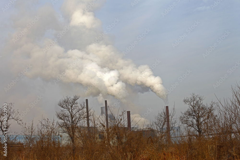 Steel mills Smoke and powder dust pollution in large industrial District Steel mills Smoke and powder dust pollution in large industrial District