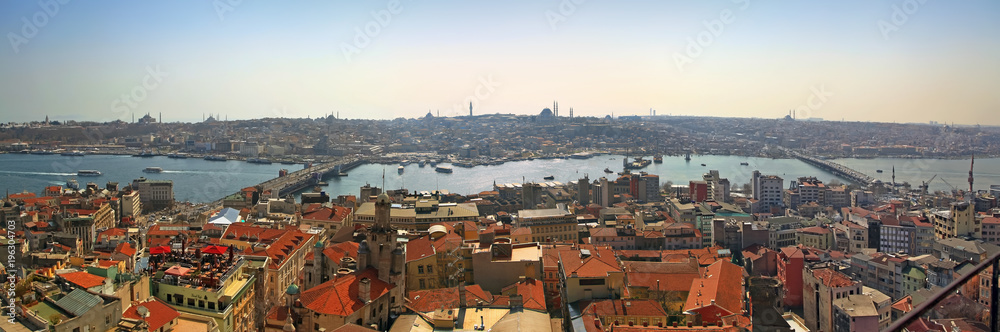 Panorama of the Golden Horn Bay. Istanbul, Turkey.