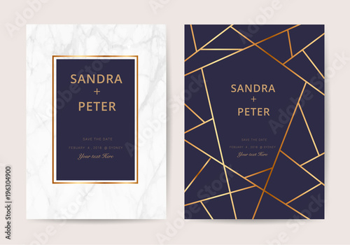 wedding cards with marble texture and gold. design for cover, banner, invitation, card Branding and identity Vector illustration.