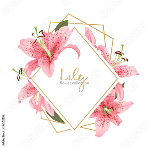Wedding invitation with lily flowers