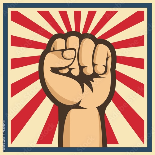 A clenched fist held raised in the air, poster style vector