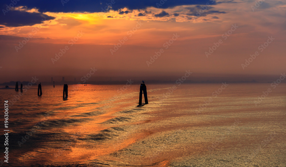 Fototapeta premium View from the sea to Venice lagoon