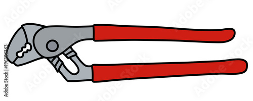 The wrench with red plastic handles