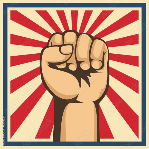 A clenched fist held raised in the air, poster style vector