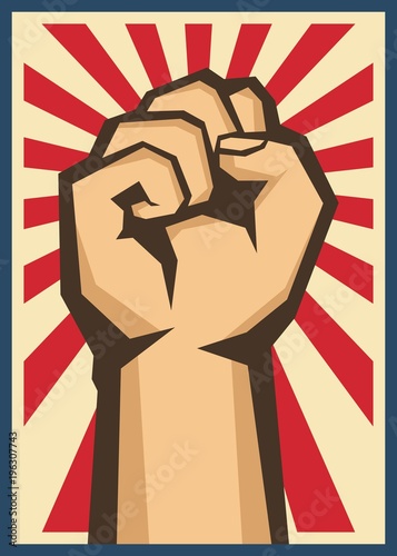 A clenched fist held raised in the air, poster style vector