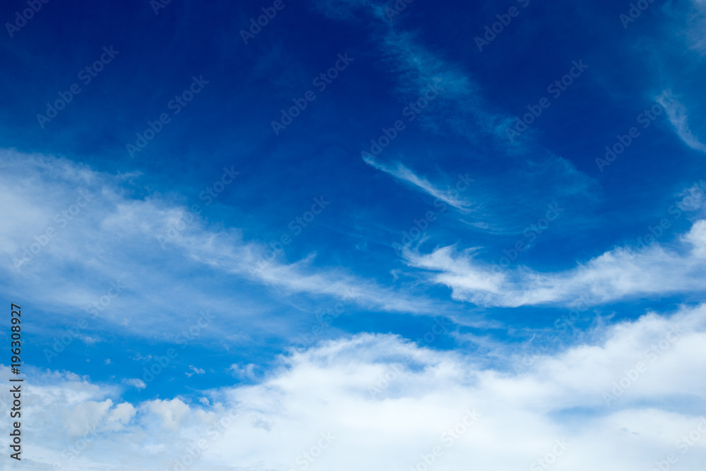 blue sky background with tiny clouds