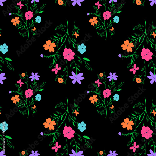 Vivid seasonal flower texture. Abstract seamless floral pattern © o_a