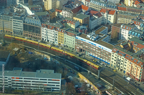 train in Berlin  aerial view