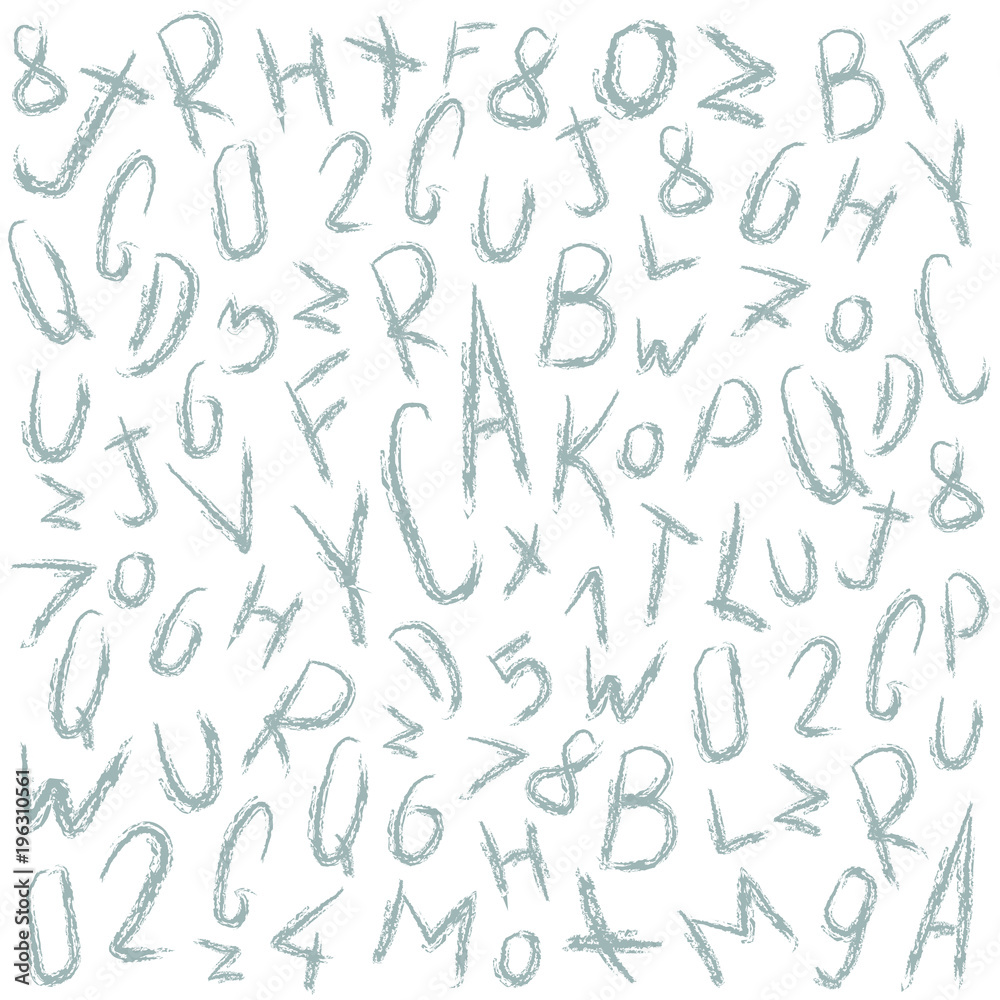 Pattern, doodle and sketch, great grey background with letters Pattern, doodle and sketch, great grey background with letters