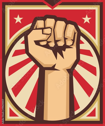 A clenched fist held raised in the air, poster style vector