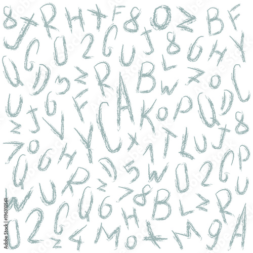 Pattern  doodle and sketch  great grey background with letters