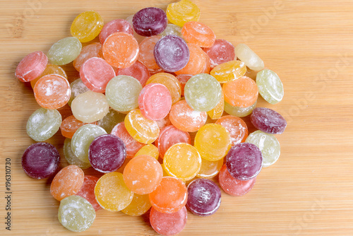 Heap of colorful fruit hard sugar candies photo