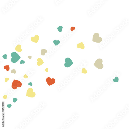 Vector Confetti Background Pattern.  Element of design.  Colored hearts on a white background