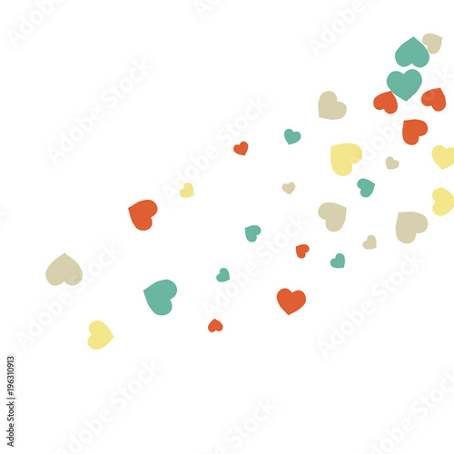 Vector Confetti Background Pattern.  Element of design.  Colored hearts on a white background