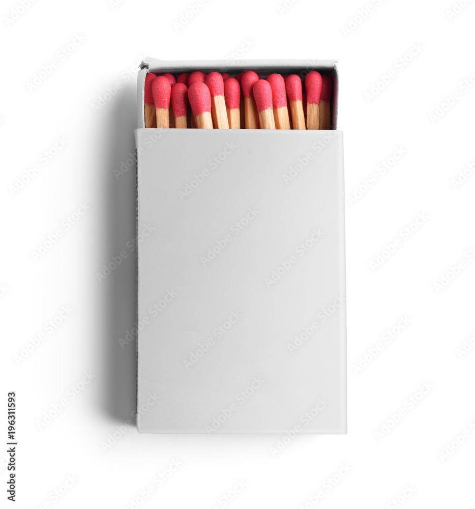 Top view of opened blank matchbox isolated on white background Top view of opened blank matchbox isolated on white background