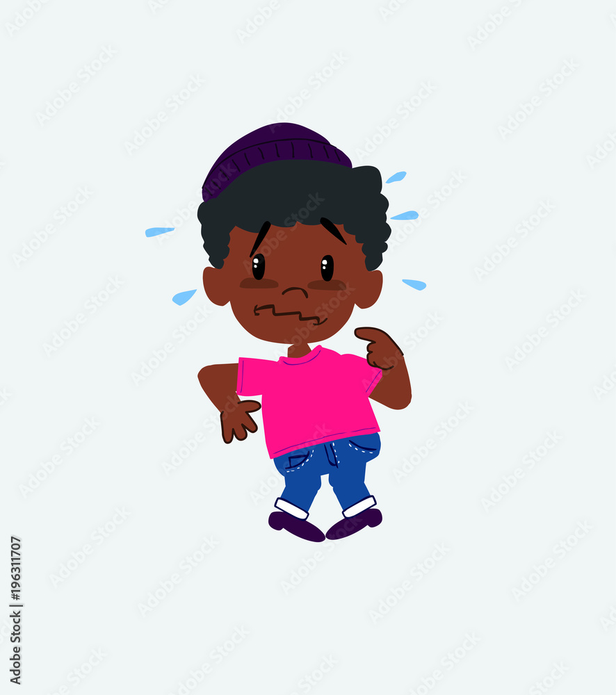 Black boy in a swimsuit in waiting attitude with funny expression. Black boy in a swimsuit in waiting attitude with funny expression.