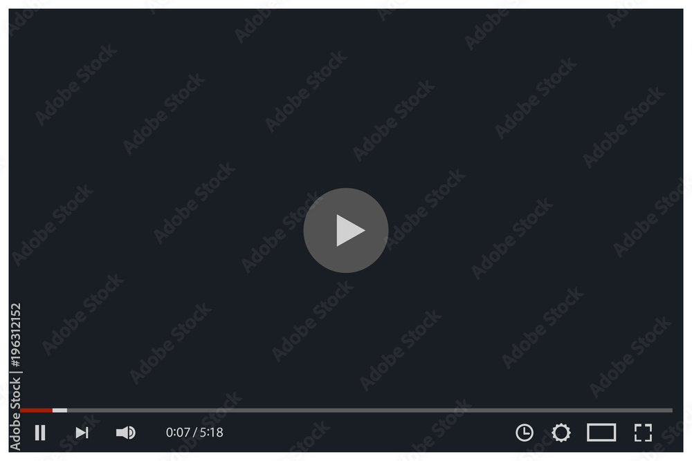 Video player mockup. Black flat template for web and mobile apps design. Vector illustration. Video player mockup. Black flat template for web and mobile apps design. Vector illustration.