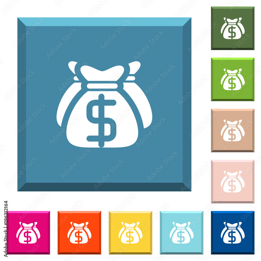 Dollar bags white icons on edged square buttons Dollar bags white icons on edged square buttons