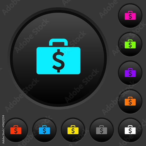 Free Download Dollar bag dark push buttons with color icons - GFXLoad