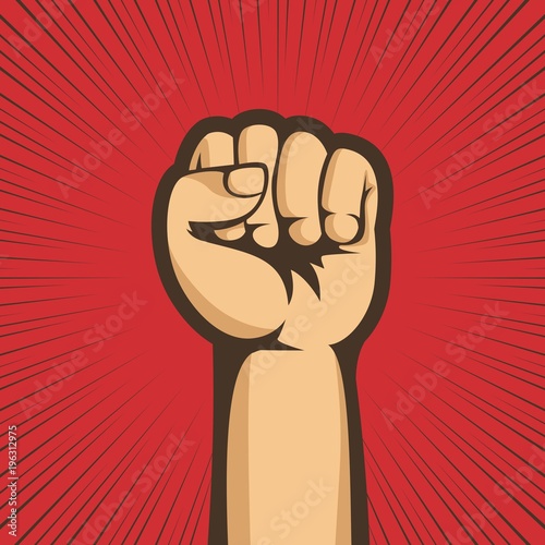 A clenched fist held raised in the air, poster style vector