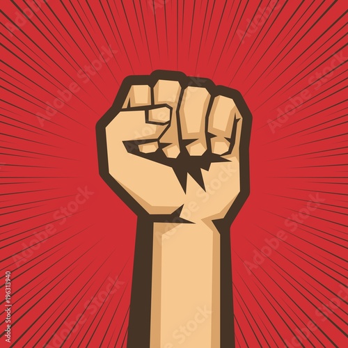 A clenched fist held raised in the air, poster style vector