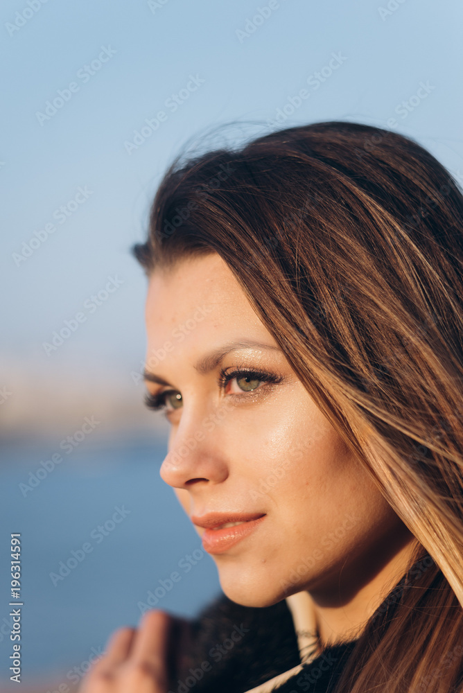 Young pretty blonde walking outdoors Young pretty blonde walking outdoors