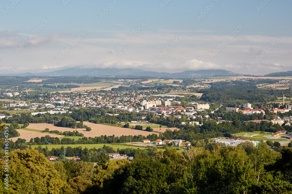 Turnov town from lookout tower Hlavatice