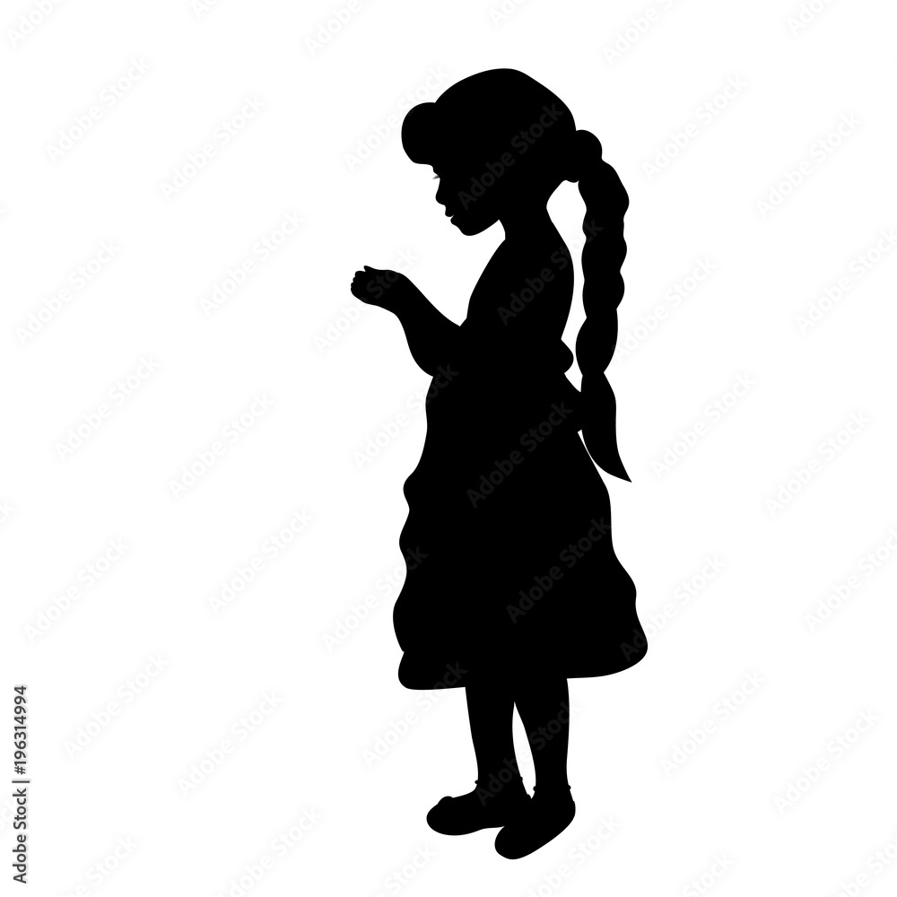 Silhouette girl holding in hands