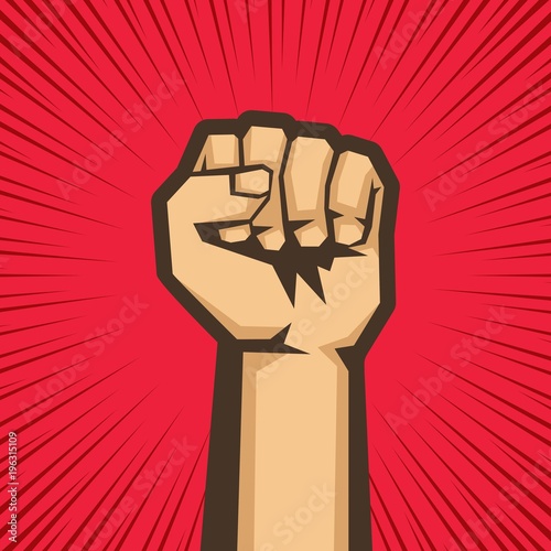 A clenched fist held raised in the air, poster style vector