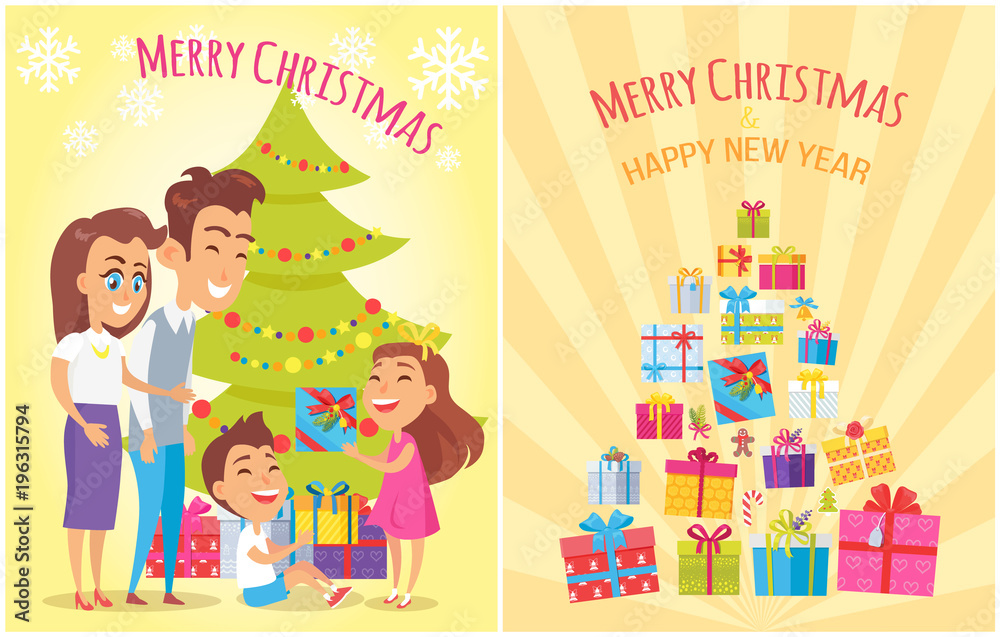 Fototapeta premium Merry Christmas New Year Vector Illustration