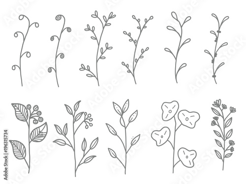 Flower doodle set.