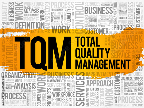 TQM - Total Quality Management word cloud, business concept background