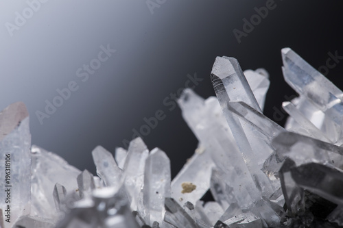 Pure Quartz Crystal cluster on black background
