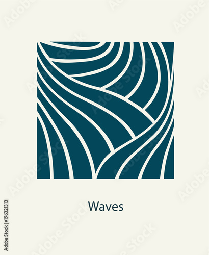 Water Wave Logo abstract design. Cosmetics Surf Sport Logotype concept. Square aqua icon. 