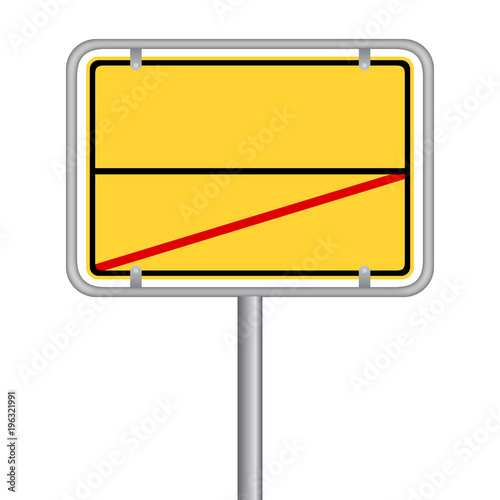 Ortsschild - Ortsausgangsschild ohne Text. Vektor Eps10.