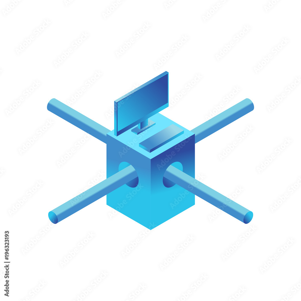 Blockchain unit isolated. Computer is on network. Blockchain unit isolated. Computer is on network.