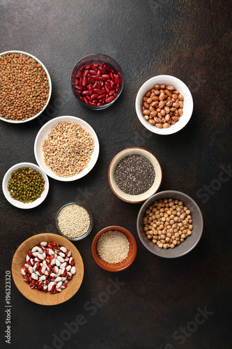 Raw seeds food in bowl above